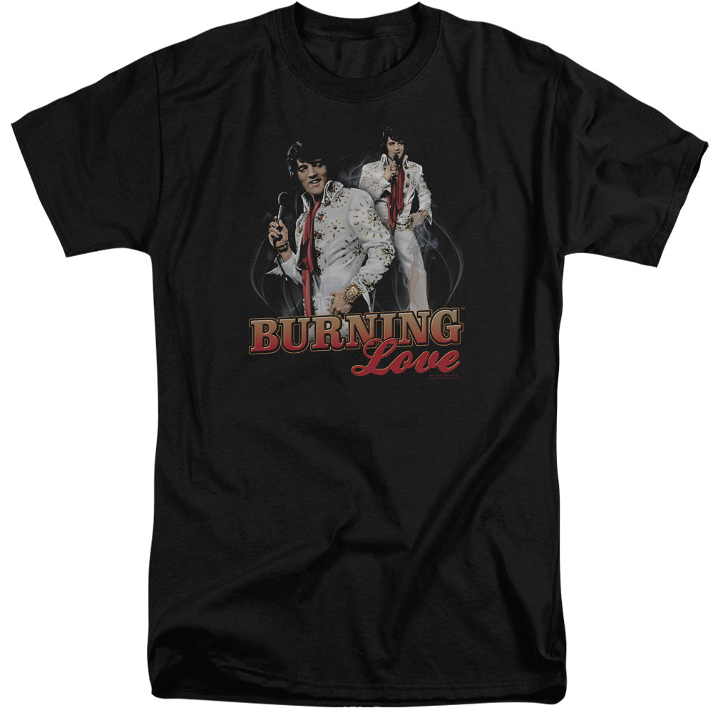 AN OFFCIALLY LICENSED ELVIS PRESLEY BURNING LOVE MEN'S TALL FIT T-SHIRT BLACK