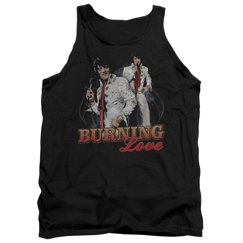 AN OFFCIALLY LICENSED ELVIS PRESLEY BURNING LOVE ADULT UNISEX TANK TOP BLACK