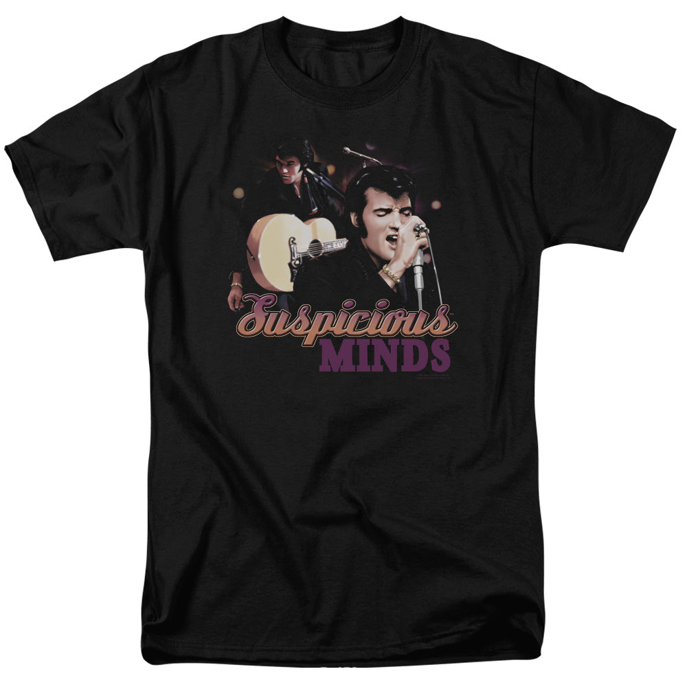 AN OFFCIALLY LICENSED ELVIS PRESLEY SUSPICIOUS MINDS MEN'S REGULAR FIT T-SHIRT BLACK