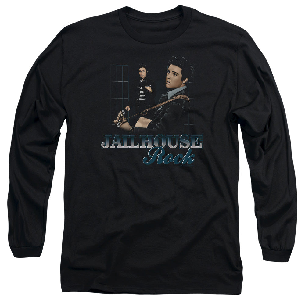 AN OFFCIALLY LICENSED ELVIS PRESLEY JAILHOUSE ROCK MEN'S LONG SLEEVE T-SHIRT BLACK