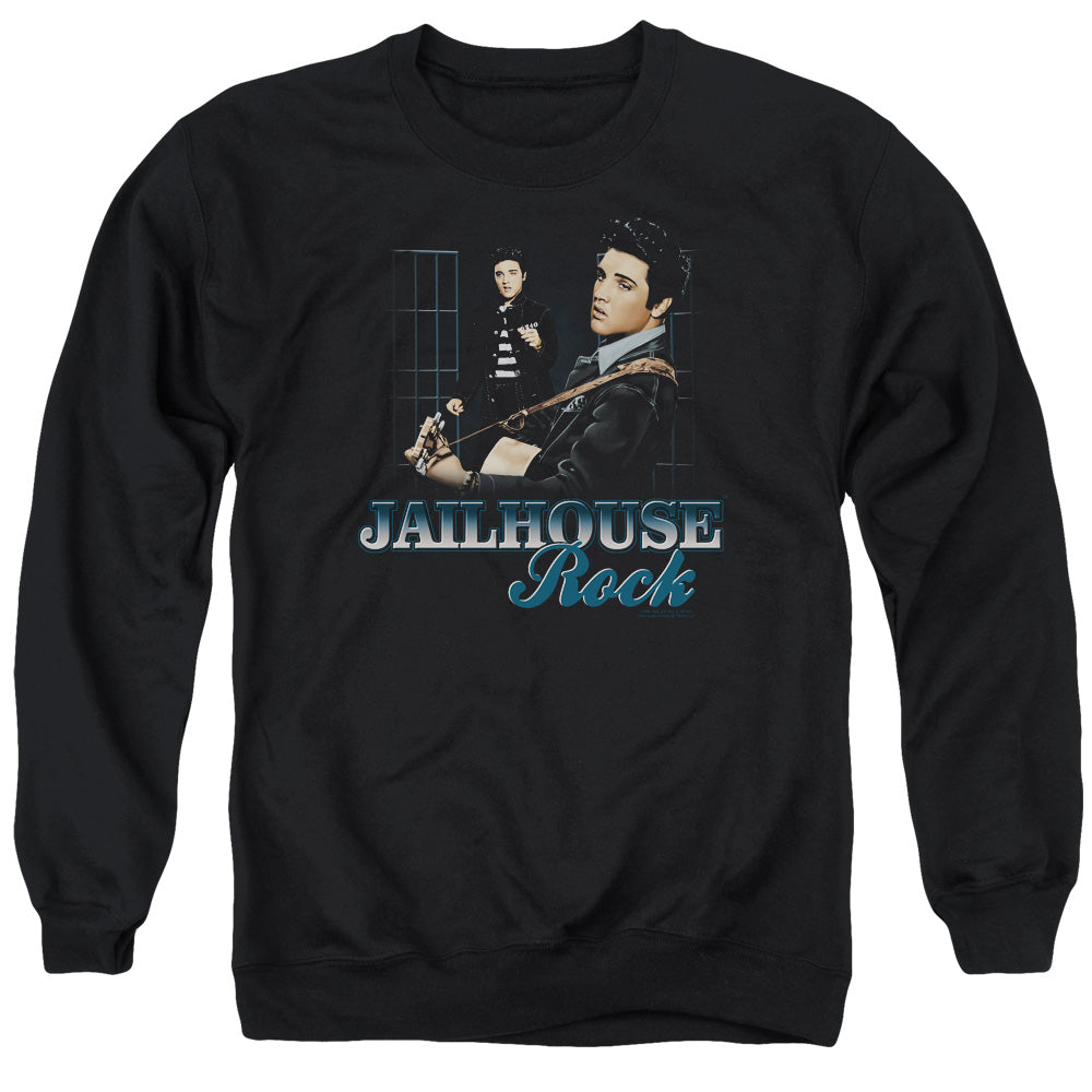 AN OFFCIALLY LICENSED ELVIS PRESLEY JAILHOUSE ROCK ADULT UNISEX CREWNECK SWEATSHIRT BLACK