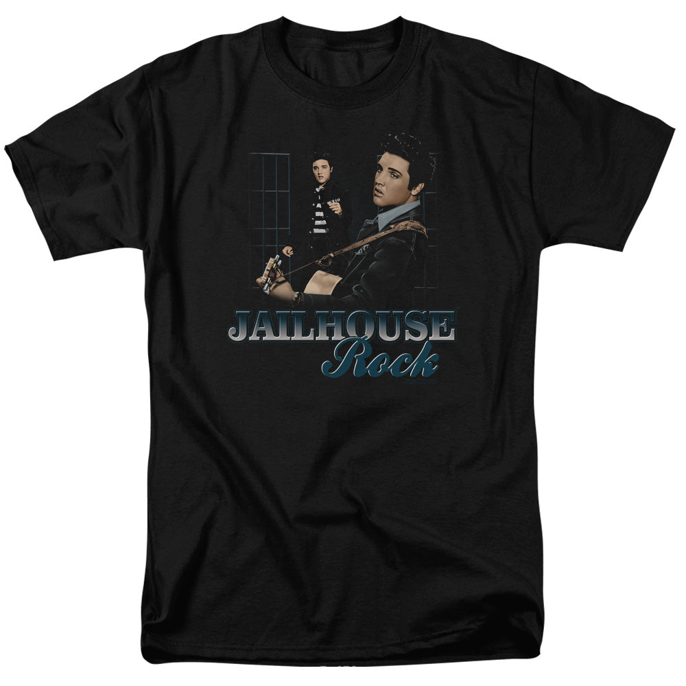 AN OFFCIALLY LICENSED ELVIS PRESLEY JAILHOUSE ROCK MEN'S REGULAR FIT T-SHIRT BLACK