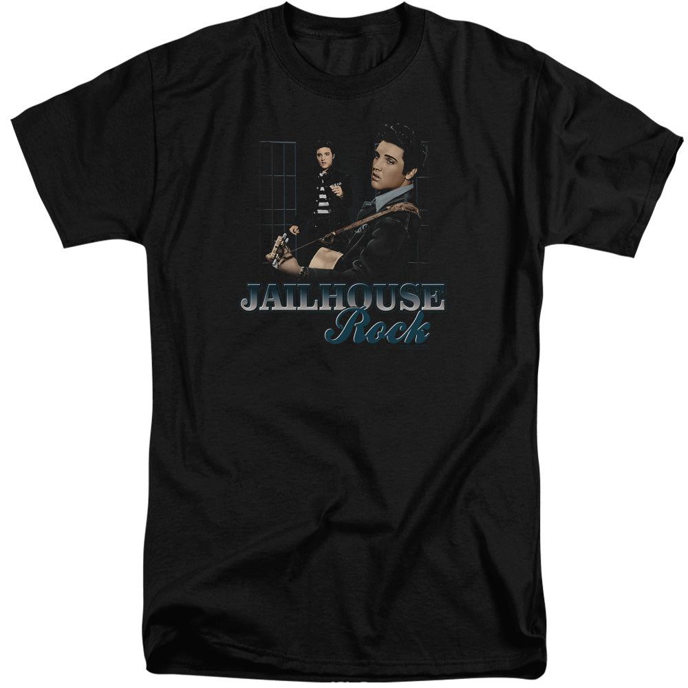 AN OFFCIALLY LICENSED ELVIS PRESLEY JAILHOUSE ROCK MEN'S TALL FIT T-SHIRT BLACK
