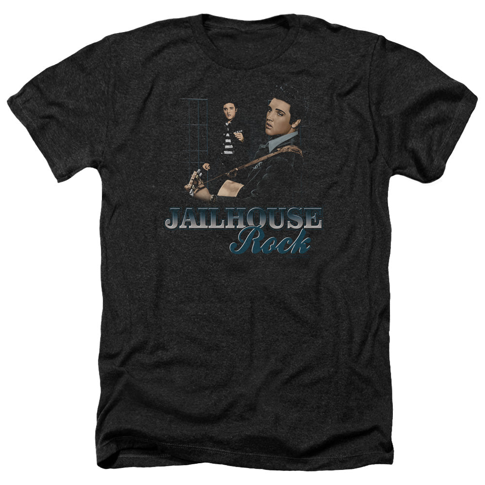AN OFFCIALLY LICENSED ELVIS PRESLEY JAILHOUSE ROCK MEN'S HEATHER T-SHIRT CHARCOAL
