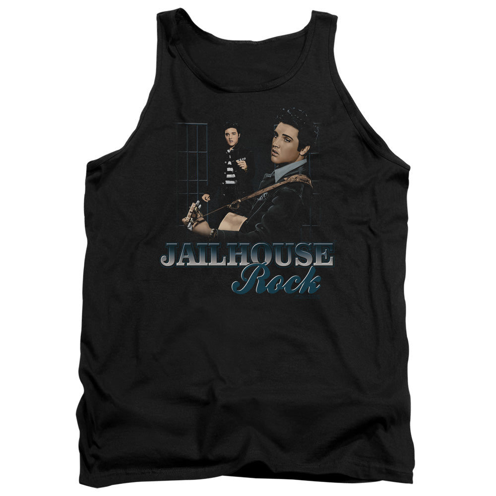 AN OFFCIALLY LICENSED ELVIS PRESLEY JAILHOUSE ROCK ADULT UNISEX TANK TOP BLACK