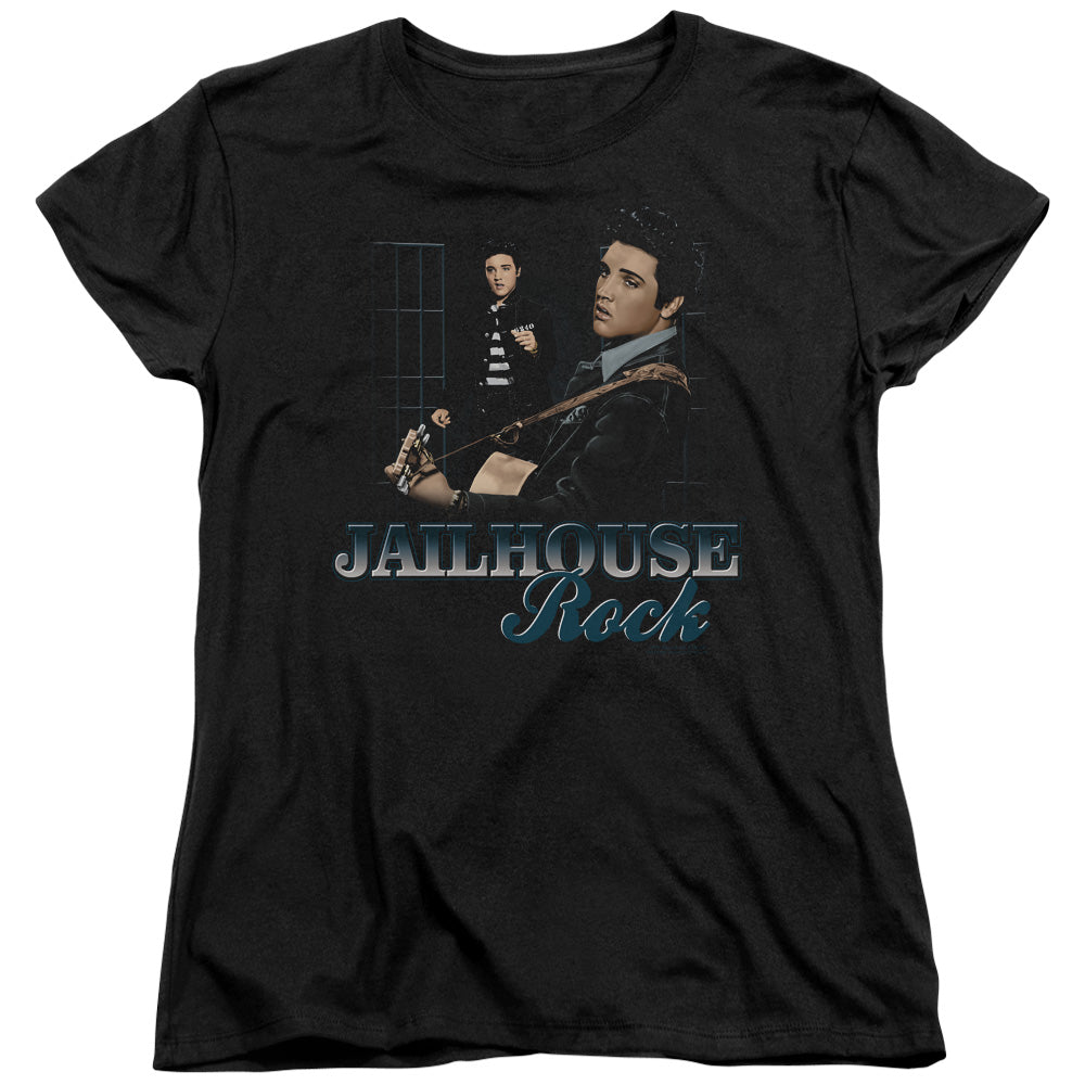 AN OFFCIALLY LICENSED ELVIS PRESLEY JAILHOUSE ROCK WOMEN'S REGULAR FIT T-SHIRT BLACK