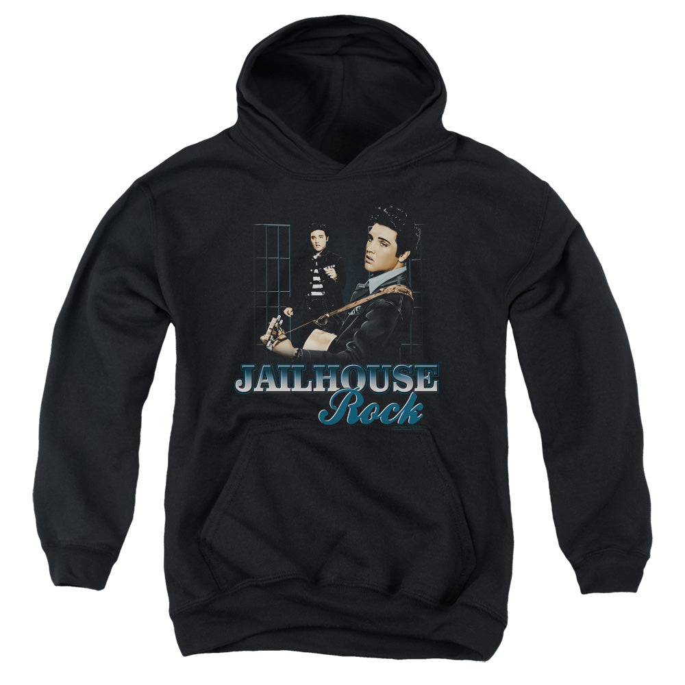 AN OFFCIALLY LICENSED ELVIS PRESLEY JAILHOUSE ROCK YOUTH HOODIE BLACK
