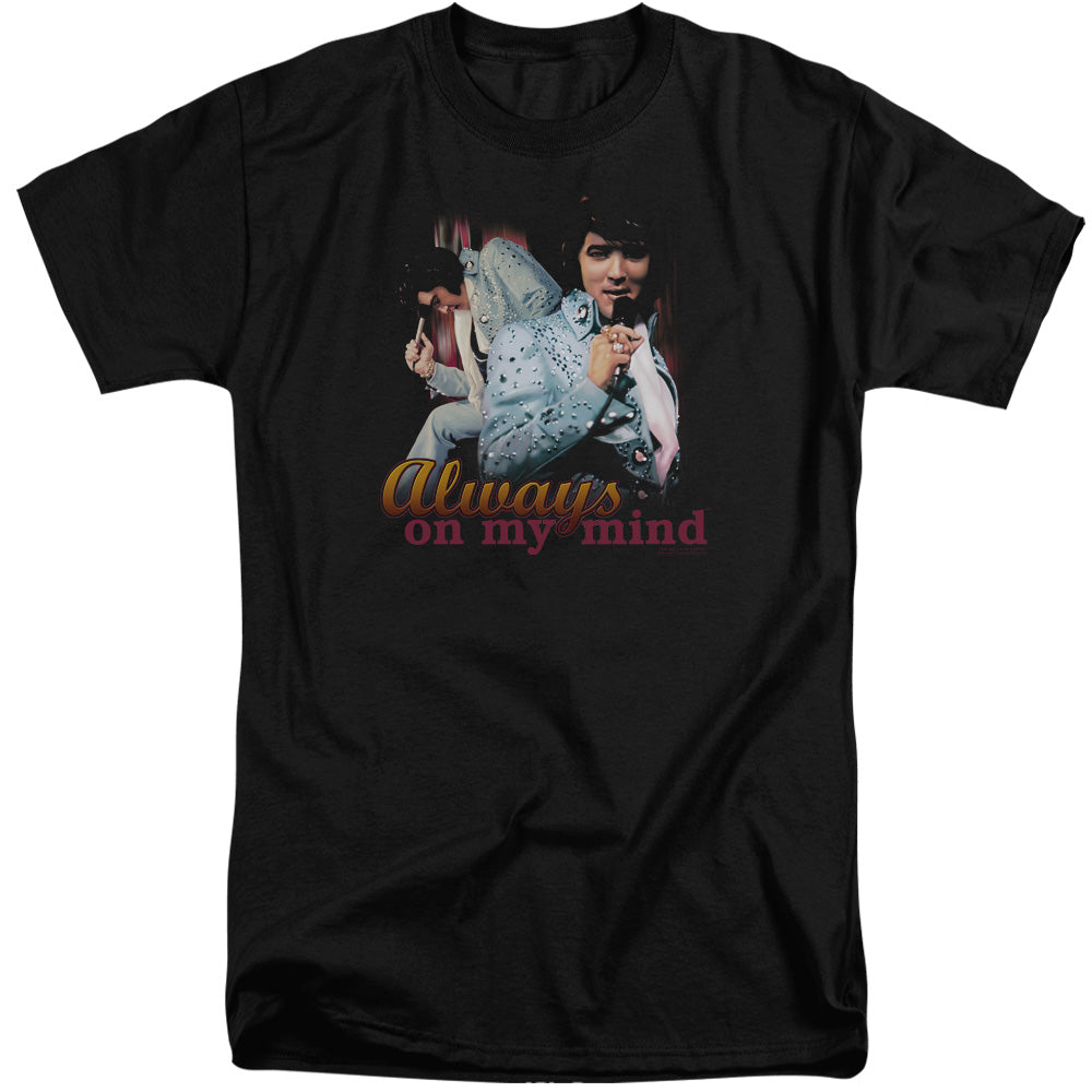 AN OFFCIALLY LICENSED ELVIS PRESLEY ALWAYS ON MY MIND MEN'S TALL FIT T-SHIRT BLACK