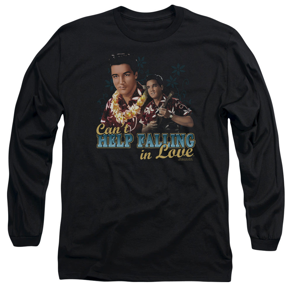 AN OFFCIALLY LICENSED ELVIS PRESLEY CANT HELP FALLING MEN'S LONG SLEEVE T-SHIRT BLACK