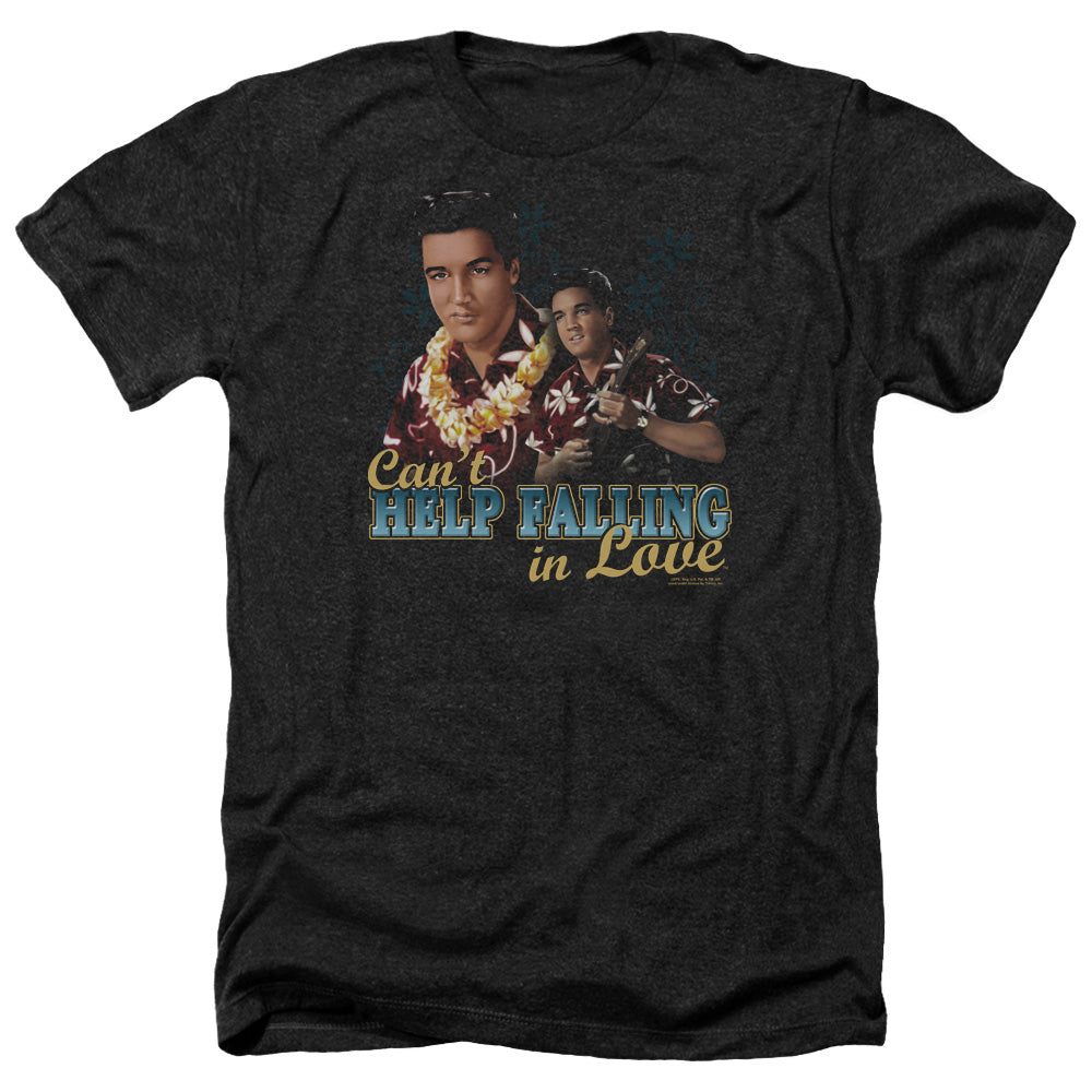 AN OFFCIALLY LICENSED ELVIS PRESLEY CANT HELP FALLING MEN'S HEATHER T-SHIRT CHARCOAL