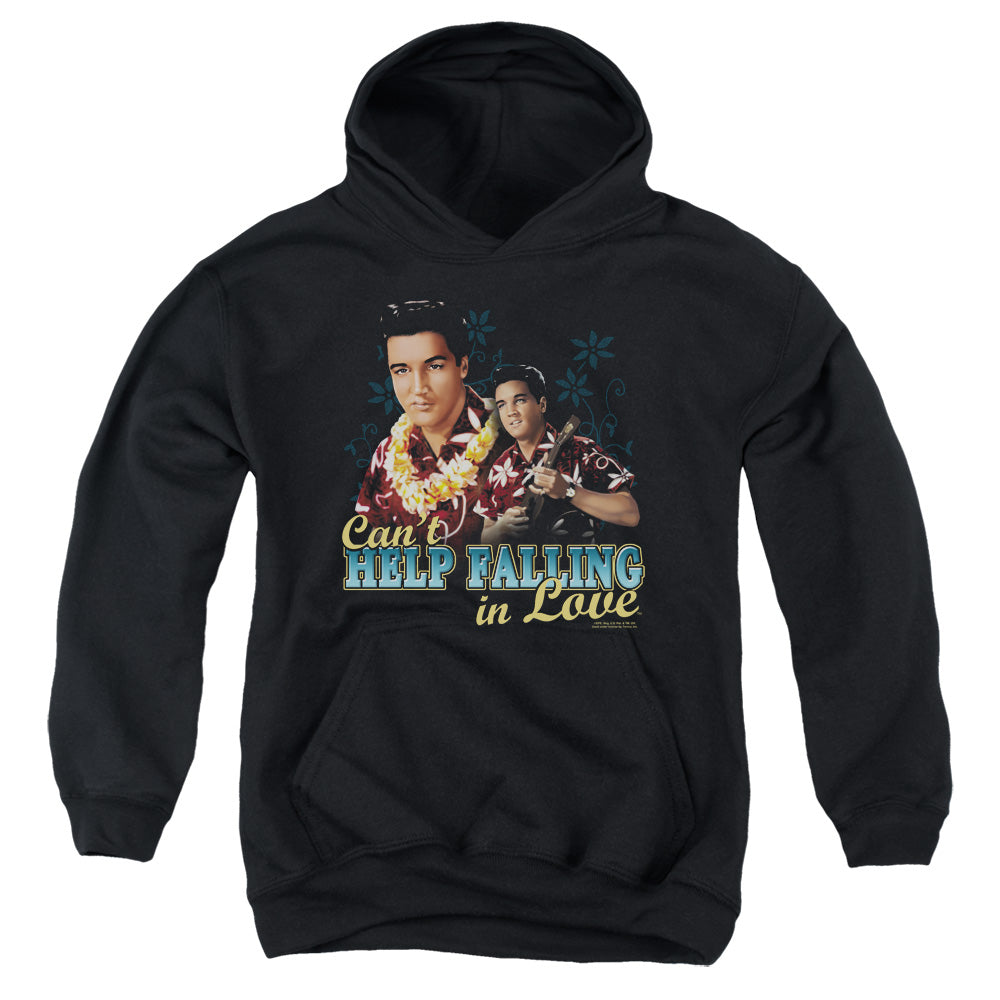 AN OFFCIALLY LICENSED ELVIS PRESLEY CANT HELP FALLING YOUTH HOODIE BLACK