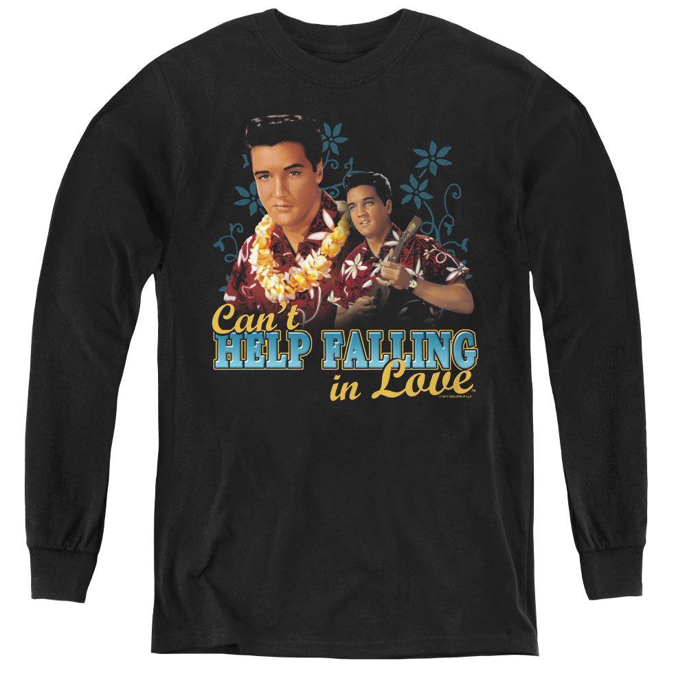 AN OFFCIALLY LICENSED ELVIS PRESLEY CANT HELP FALLING YOUTH LONG SLEEVE T-SHIRT BLACK