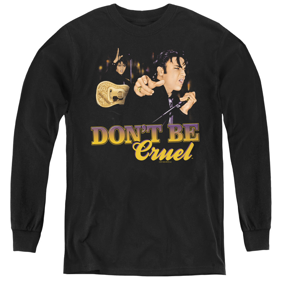 AN OFFCIALLY LICENSED ELVIS PRESLEY DONT BE CRUEL YOUTH LONG SLEEVE T-SHIRT BLACK