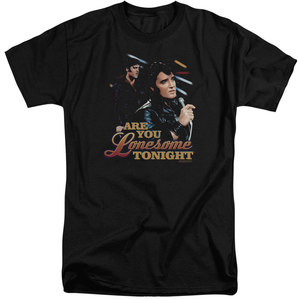 AN OFFCIALLY LICENSED ELVIS PRESLEY ARE YOU LONESOME MEN'S TALL FIT T-SHIRT BLACK