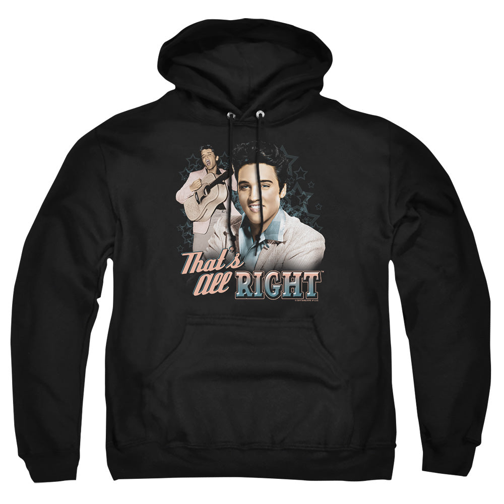 AN OFFCIALLY LICENSED ELVIS PRESLEY THATS ALL RIGHT ADULT UNISEX PULLOVER HOODIE BLACK