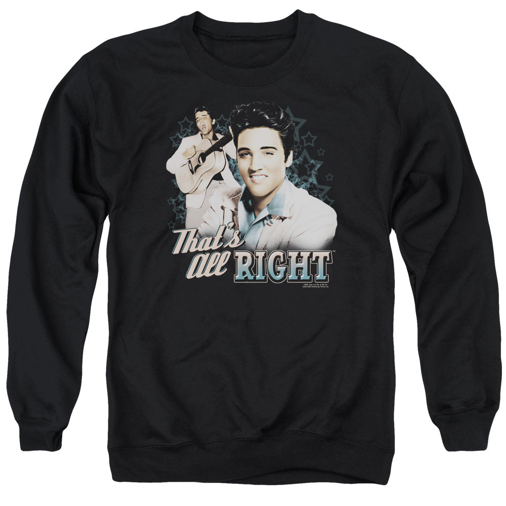 AN OFFCIALLY LICENSED ELVIS PRESLEY THATS ALL RIGHT ADULT UNISEX CREWNECK SWEATSHIRT BLACK