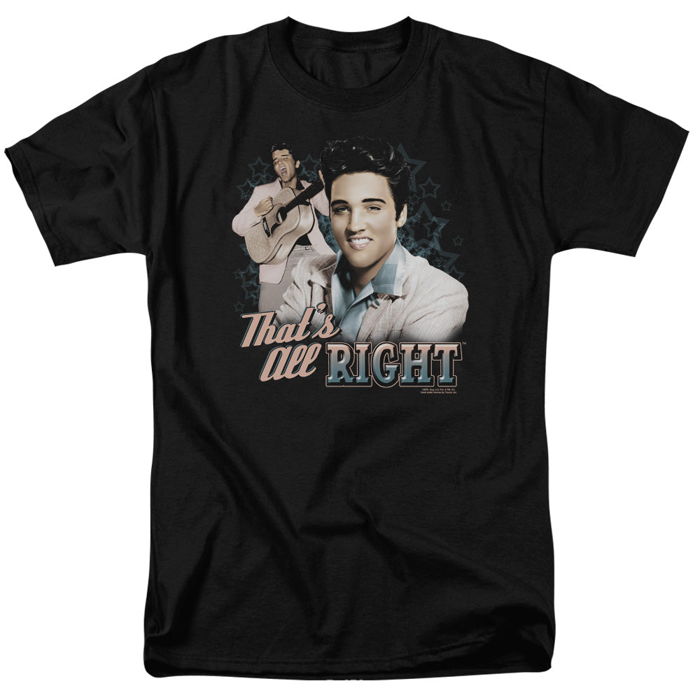 AN OFFCIALLY LICENSED ELVIS PRESLEY THATS ALL RIGHT MEN'S REGULAR FIT T-SHIRT BLACK