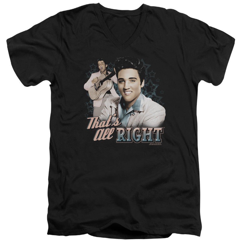 AN OFFCIALLY LICENSED ELVIS PRESLEY THATS ALL RIGHT MEN'S V-NECK T-SHIRT BLACK