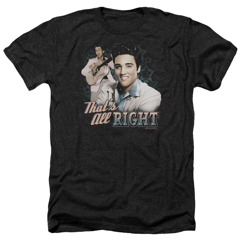 AN OFFCIALLY LICENSED ELVIS PRESLEY THATS ALL RIGHT MEN'S HEATHER T-SHIRT CHARCOAL