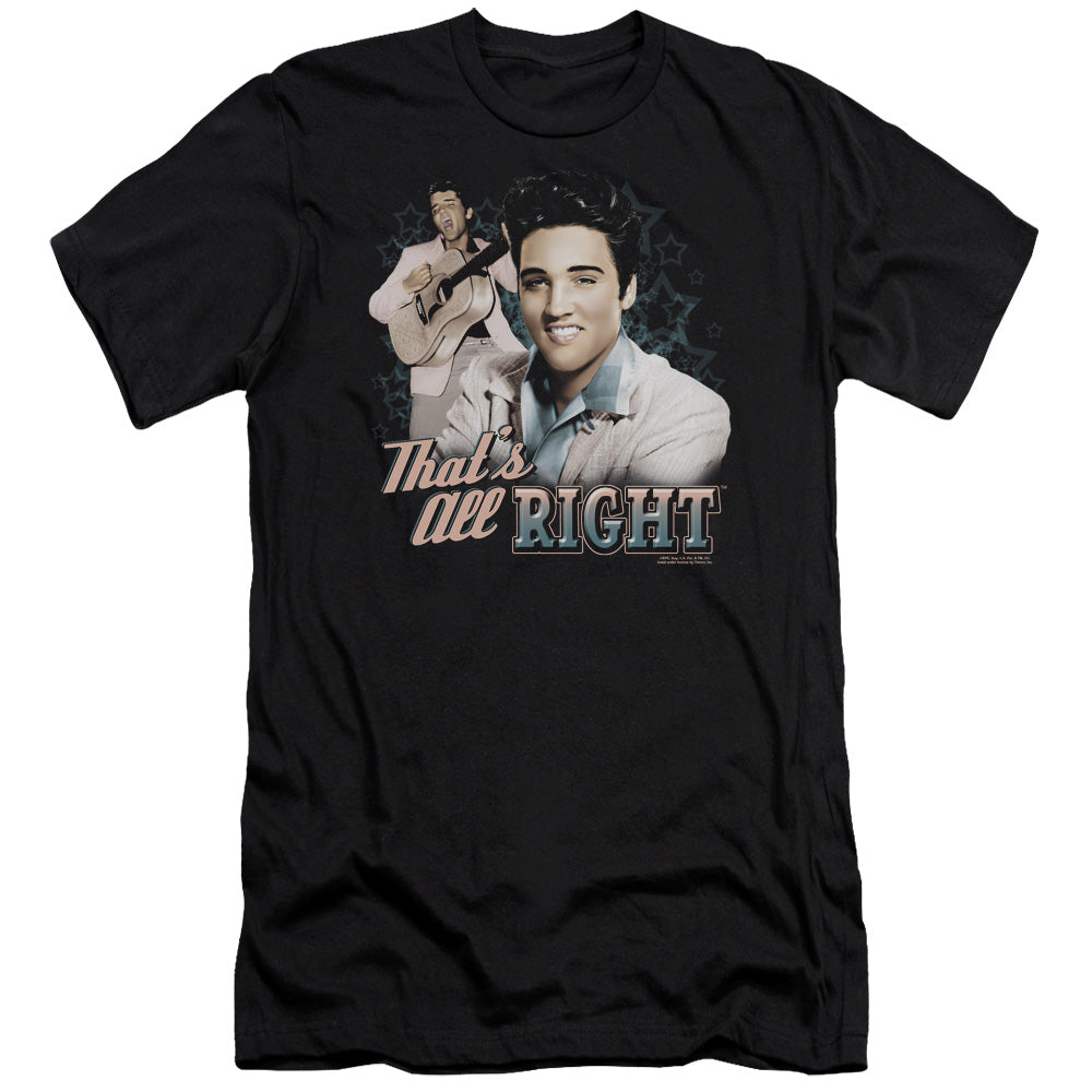 AN OFFCIALLY LICENSED ELVIS PRESLEY THATS ALL RIGHT MEN'S PREMIUM SLIM FIT T-SHIRT BLACK
