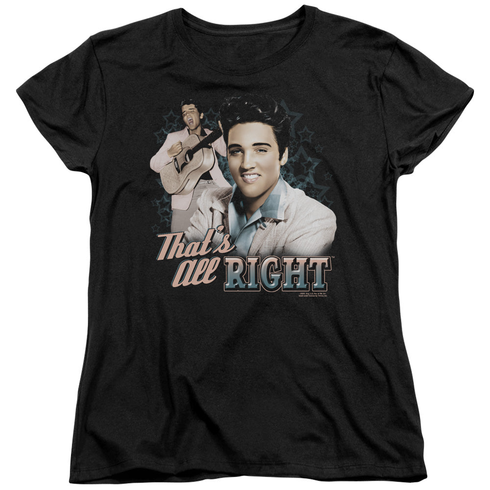 AN OFFCIALLY LICENSED ELVIS PRESLEY THATS ALL RIGHT WOMEN'S REGULAR FIT T-SHIRT BLACK