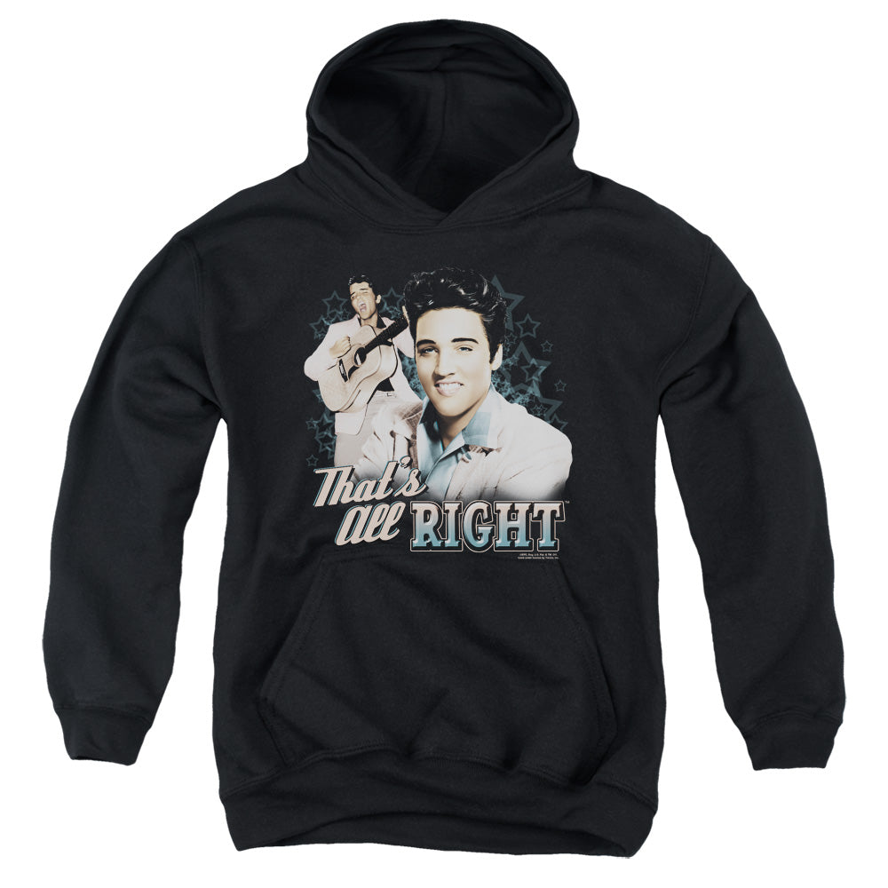 AN OFFCIALLY LICENSED ELVIS PRESLEY THATS ALL RIGHT YOUTH HOODIE BLACK