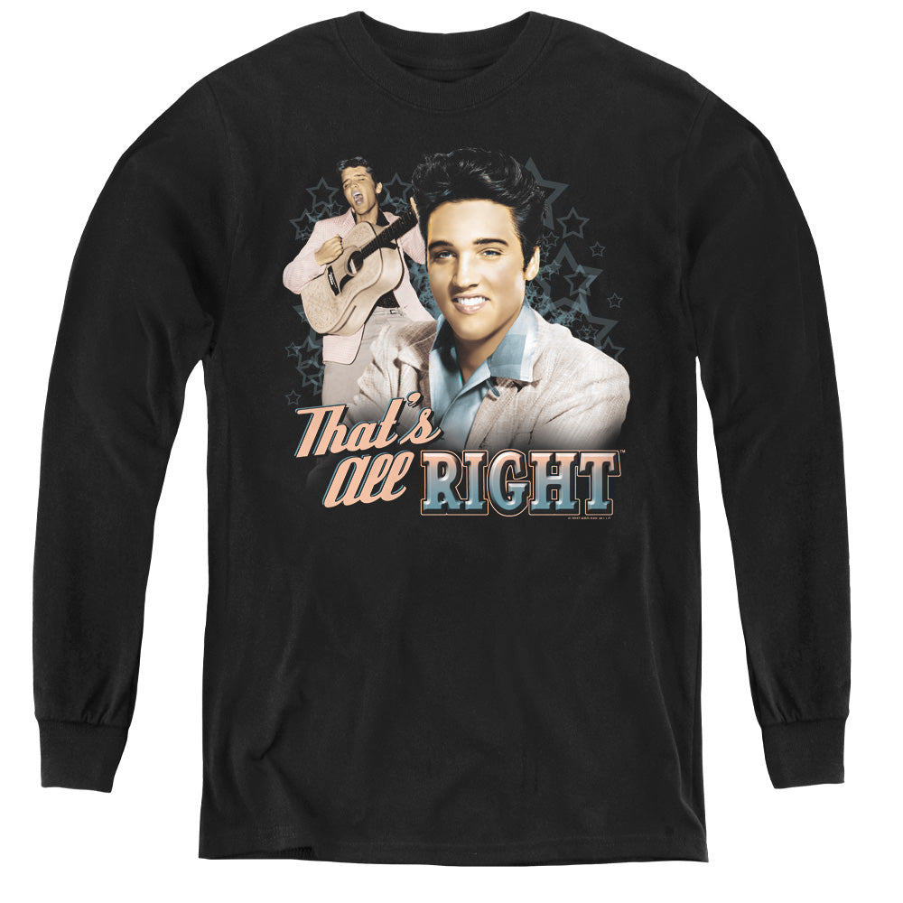 AN OFFCIALLY LICENSED ELVIS PRESLEY THATS ALL RIGHT YOUTH LONG SLEEVE T-SHIRT BLACK