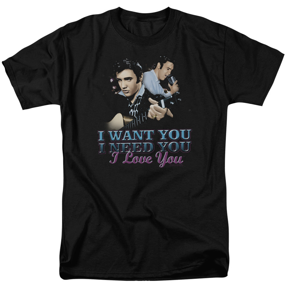 AN OFFCIALLY LICENSED ELVIS PRESLEY I WANT YOU MEN'S REGULAR FIT T-SHIRT BLACK
