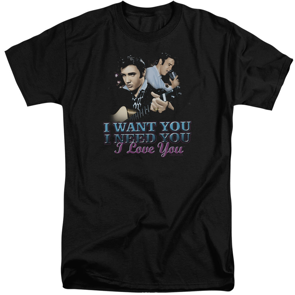 AN OFFCIALLY LICENSED ELVIS PRESLEY I WANT YOU MEN'S TALL FIT T-SHIRT BLACK