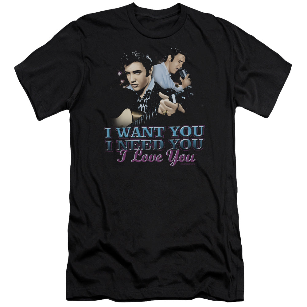 AN OFFCIALLY LICENSED ELVIS PRESLEY I WANT YOU MEN'S PREMIUM SLIM FIT T-SHIRT BLACK