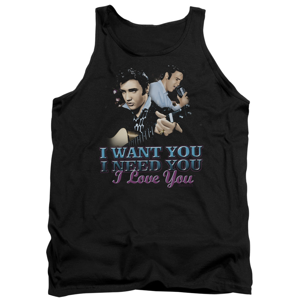 AN OFFCIALLY LICENSED ELVIS PRESLEY I WANT YOU ADULT UNISEX TANK TOP BLACK