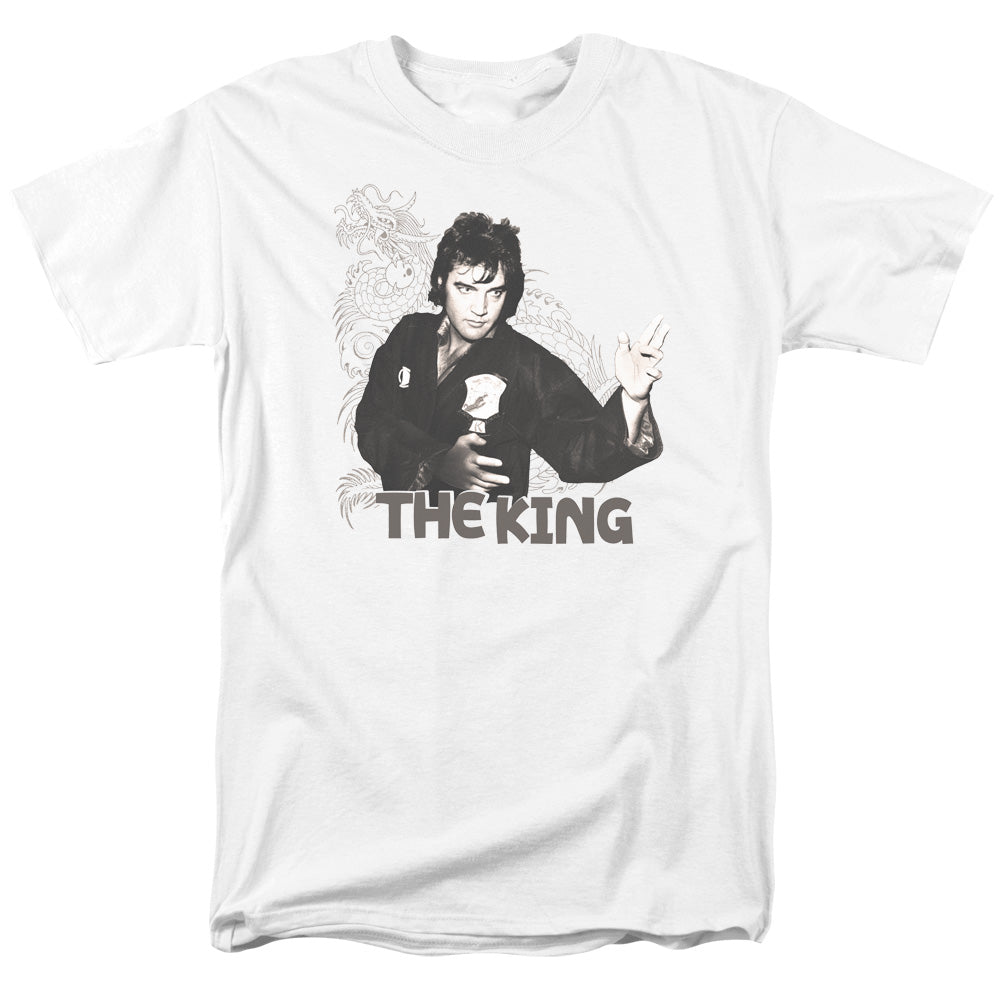 AN OFFCIALLY LICENSED ELVIS PRESLEY FIGHTING KING MEN'S REGULAR FIT T-SHIRT WHITE
