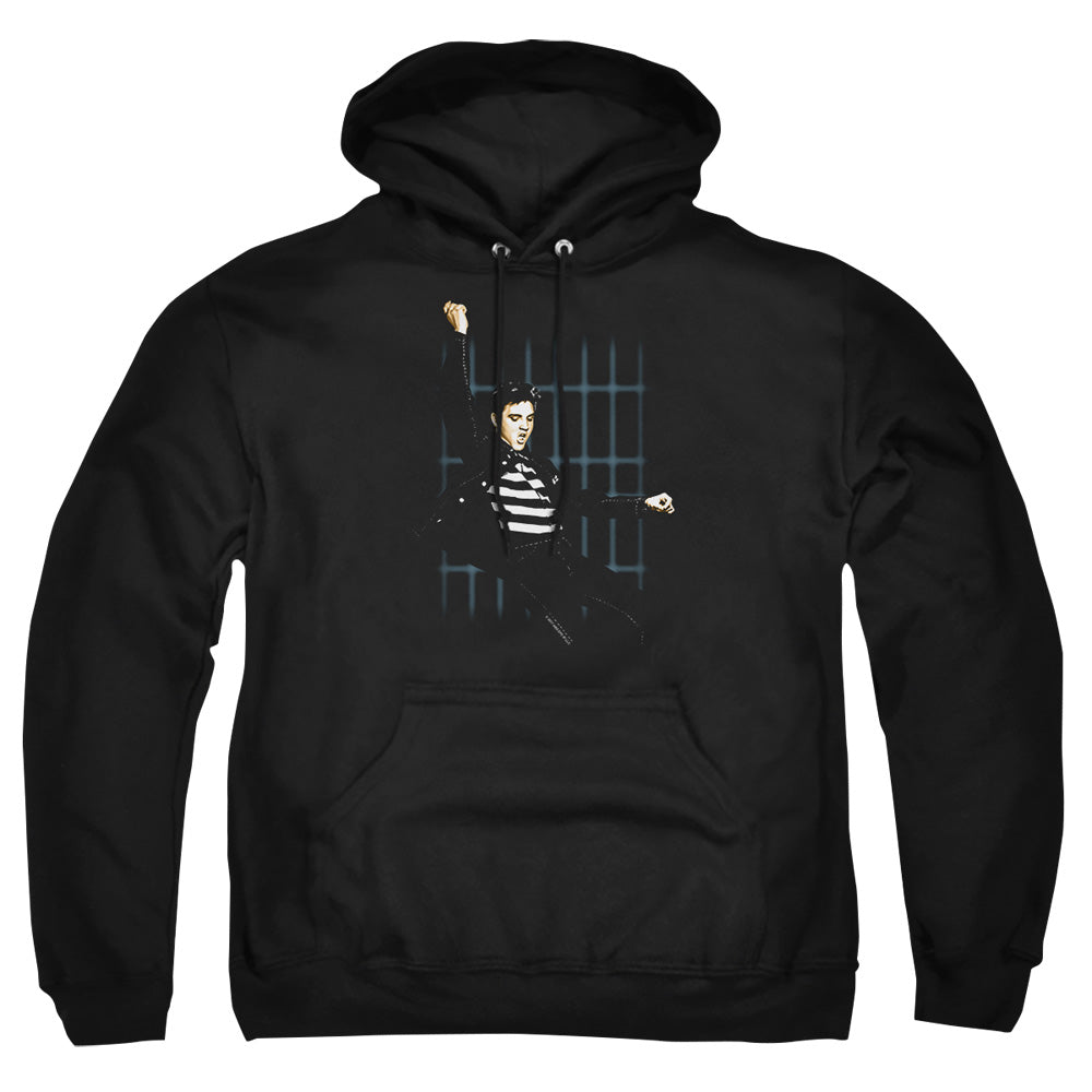 AN OFFCIALLY LICENSED ELVIS PRESLEY BLUE BARS ADULT UNISEX PULLOVER HOODIE BLACK
