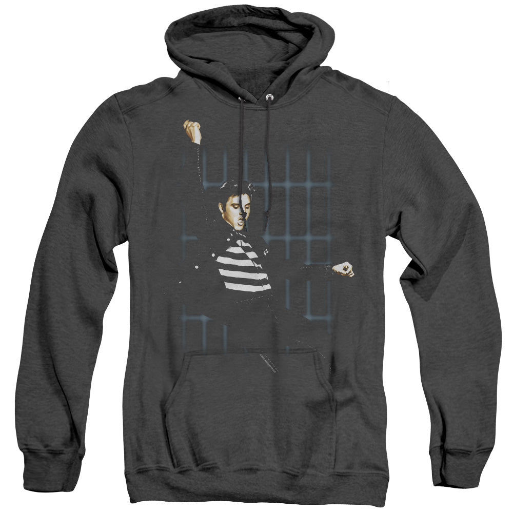 AN OFFCIALLY LICENSED ELVIS PRESLEY BLUE BARS ADULT UNISEX HEATHER PULLOVER HOODIE BLACK