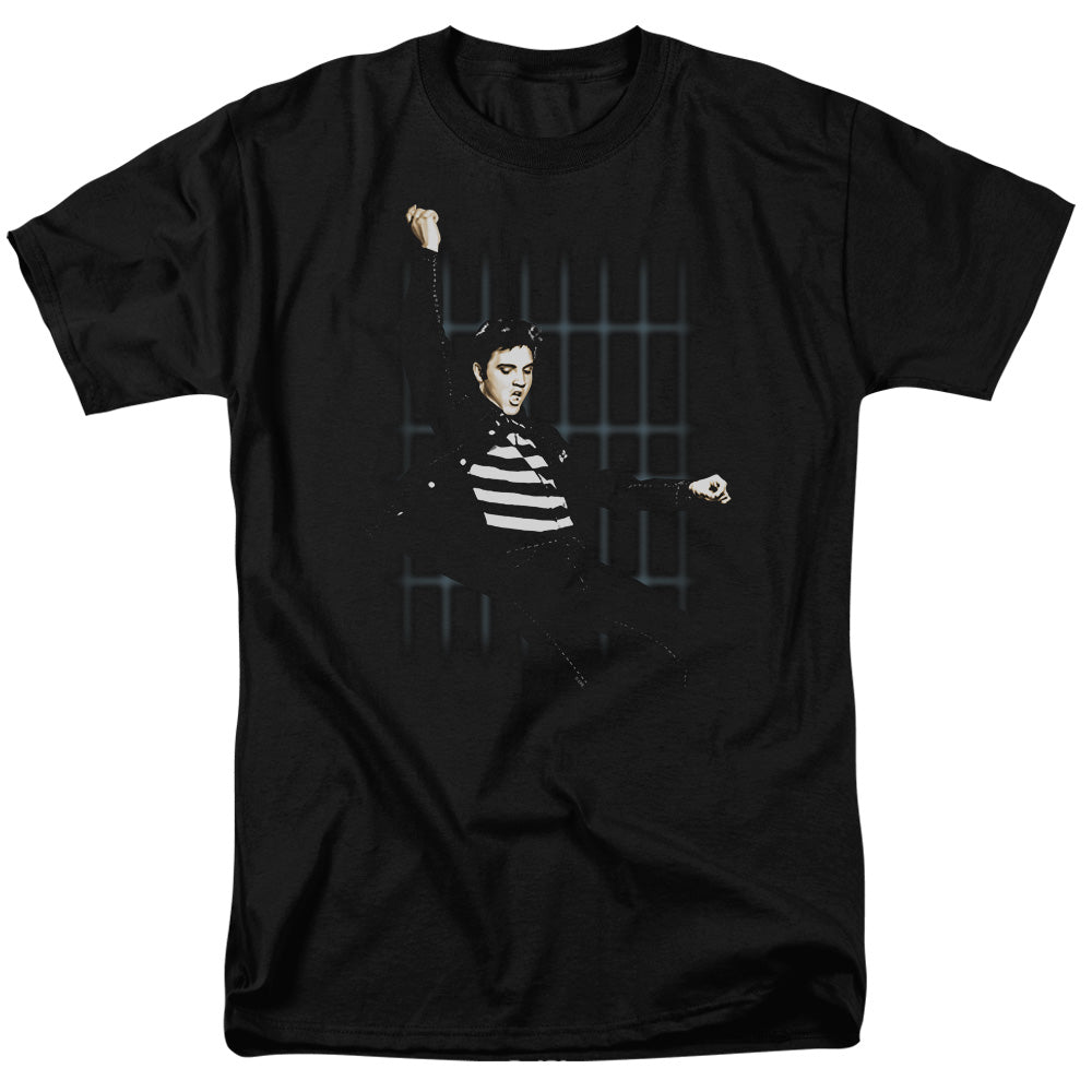 AN OFFCIALLY LICENSED ELVIS PRESLEY BLUE BARS MEN'S REGULAR FIT T-SHIRT BLACK