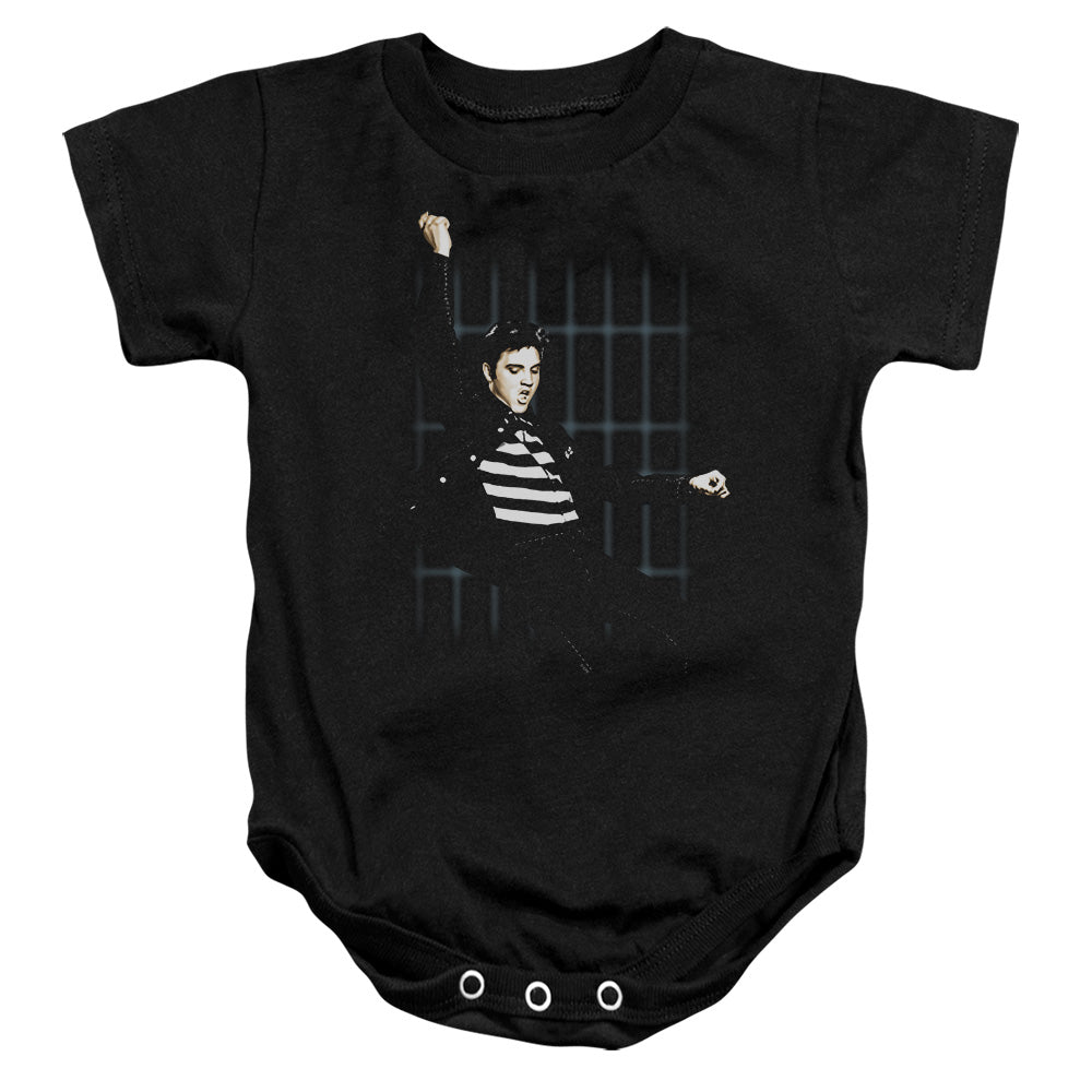 AN OFFCIALLY LICENSED ELVIS PRESLEY BLUE BARS BABY BODYSUIT BLACK