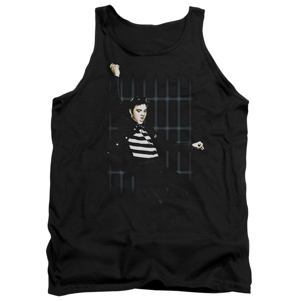 AN OFFCIALLY LICENSED ELVIS PRESLEY BLUE BARS ADULT UNISEX TANK TOP BLACK