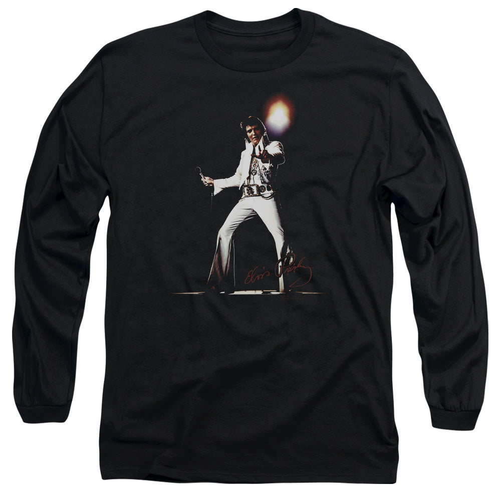 AN OFFCIALLY LICENSED ELVIS PRESLEY GLORIOUS MEN'S LONG SLEEVE T-SHIRT BLACK