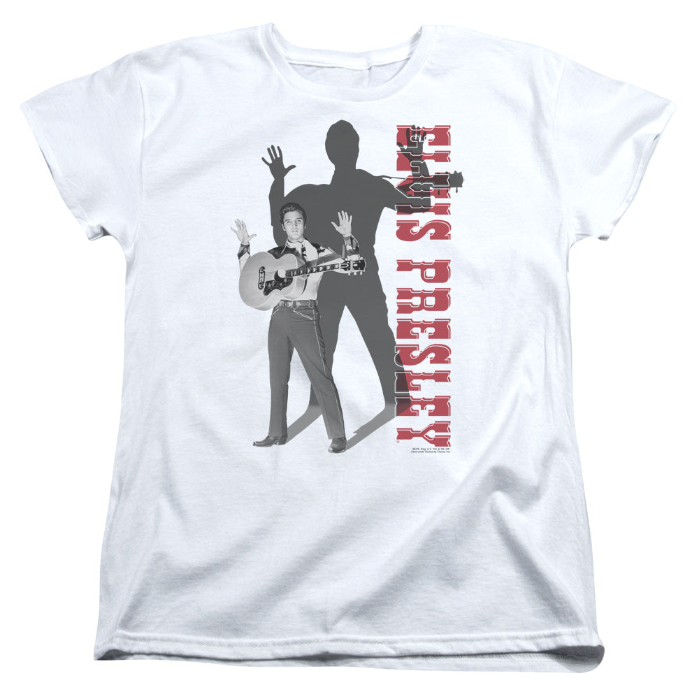 AN OFFCIALLY LICENSED ELVIS PRESLEY LOOK NO HANDS WOMEN'S REGULAR FIT T-SHIRT WHITE