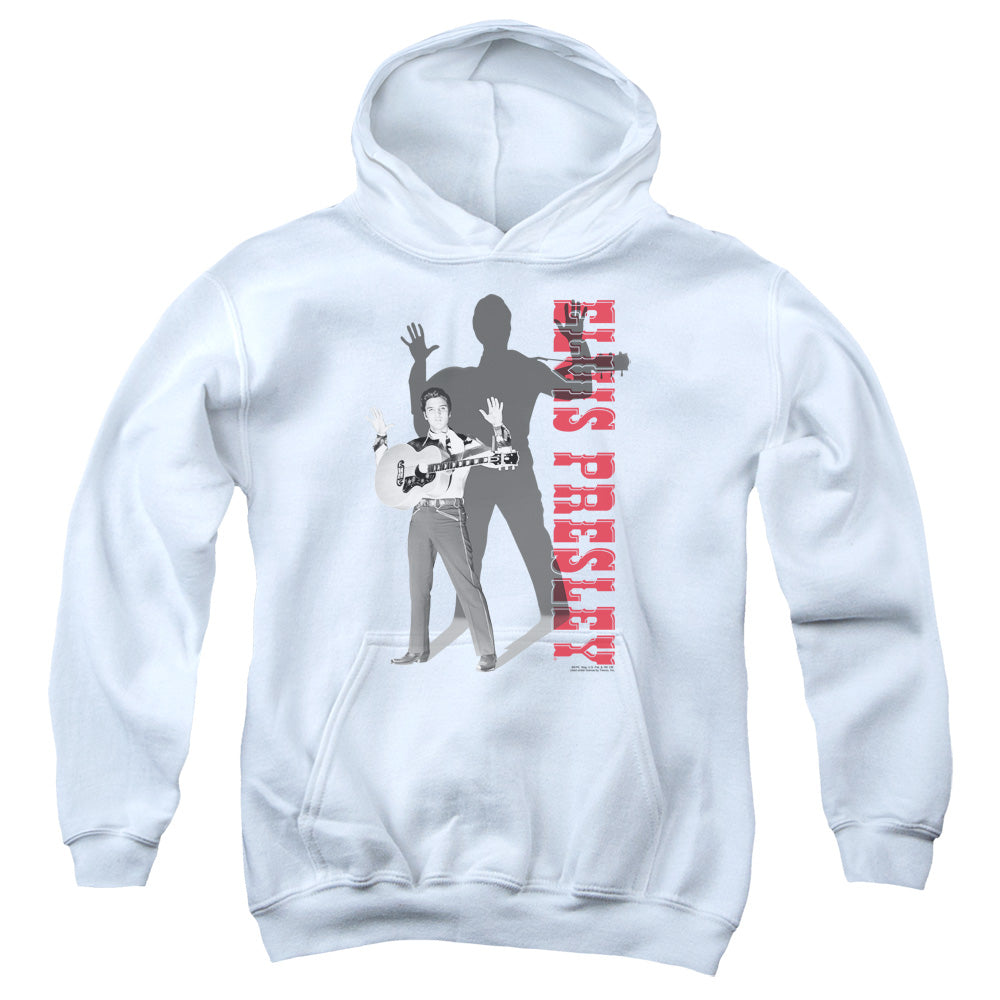 AN OFFCIALLY LICENSED ELVIS PRESLEY LOOK NO HANDS YOUTH HOODIE WHITE