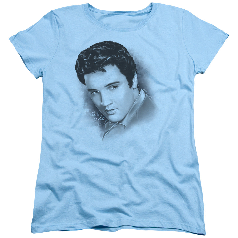 AN OFFCIALLY LICENSED ELVIS PRESLEY DREAMY WOMEN'S REGULAR FIT T-SHIRT LIGHT BLUE