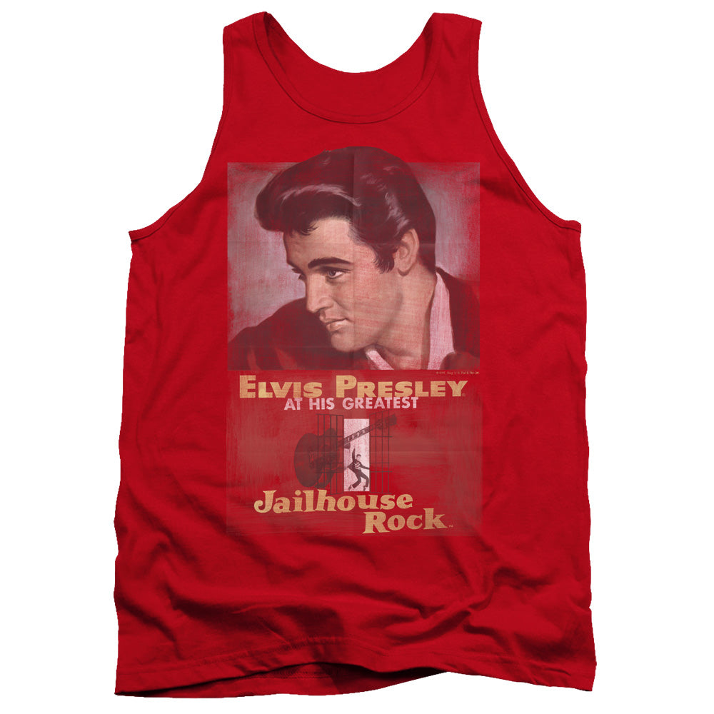 AN OFFCIALLY LICENSED ELVIS PRESLEY JAILHOUSE ROCK POSTER ADULT UNISEX TANK TOP RED