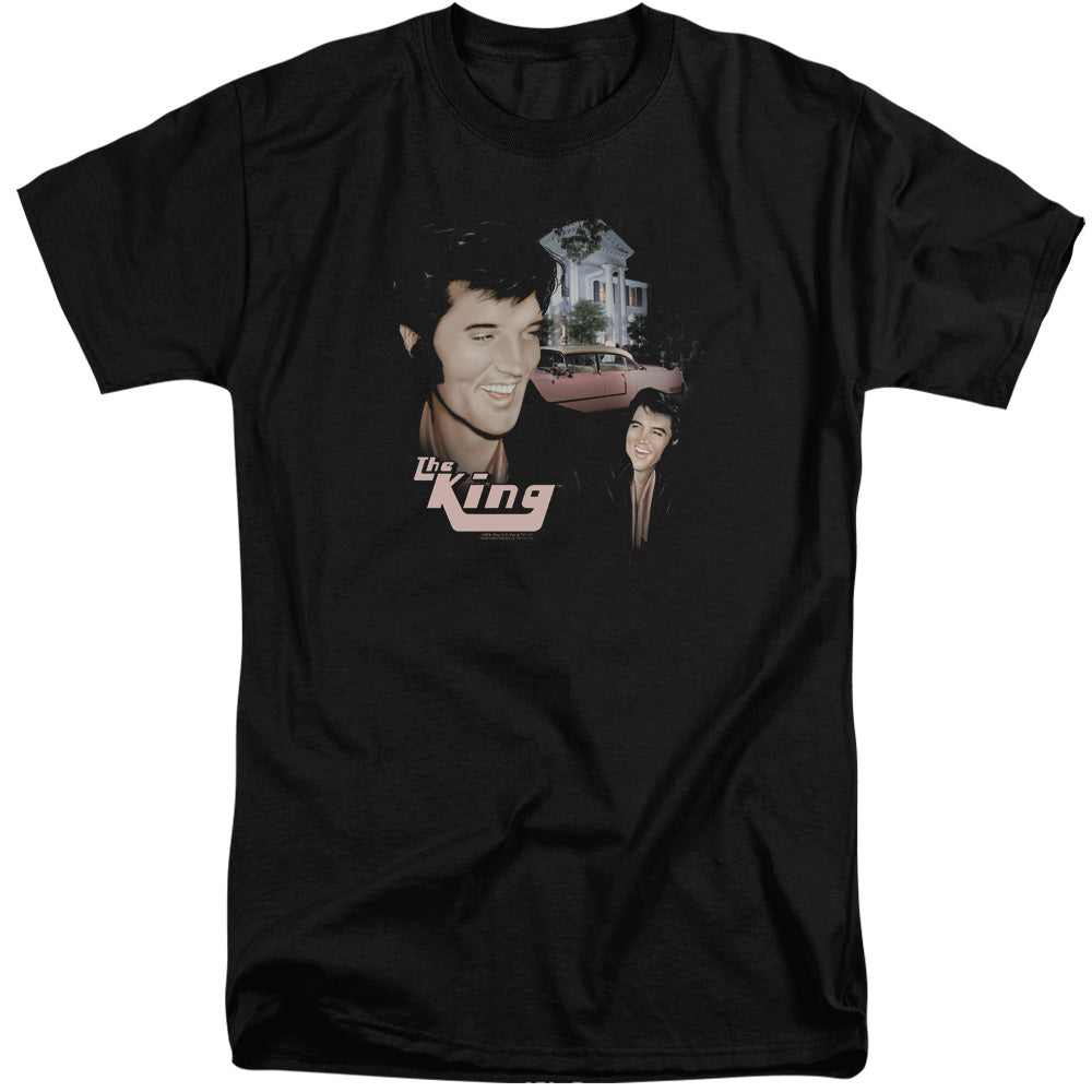 AN OFFCIALLY LICENSED ELVIS PRESLEY HOME SWEET HOME MEN'S TALL FIT T-SHIRT BLACK