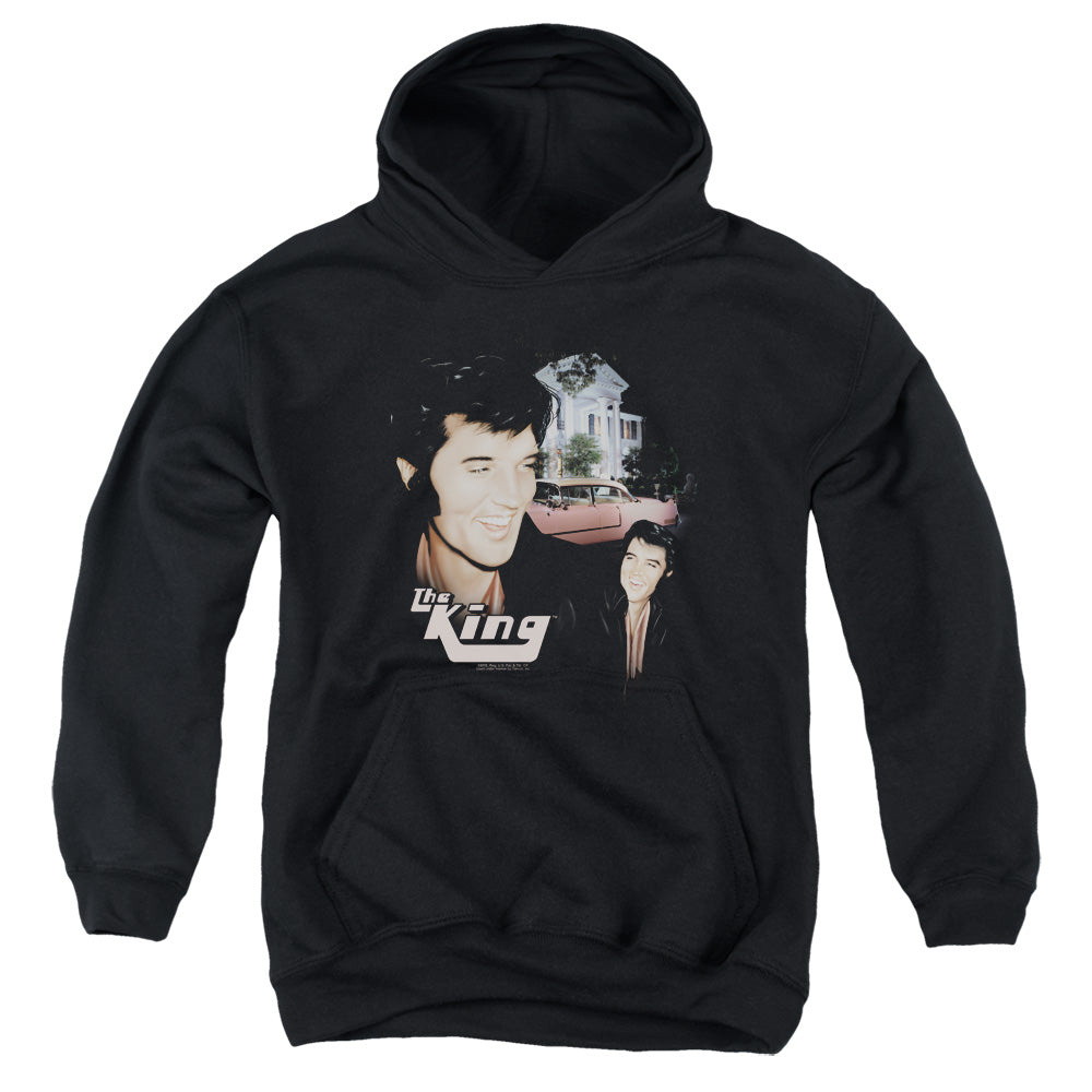 AN OFFCIALLY LICENSED ELVIS PRESLEY HOME SWEET HOME YOUTH HOODIE BLACK