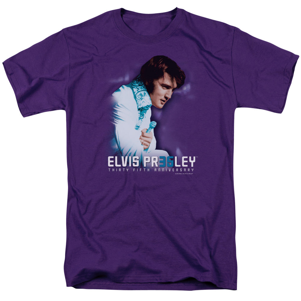 AN OFFCIALLY LICENSED ELVIS PRESLEY 35TH ANNIVERSARY 2 MEN'S REGULAR FIT T-SHIRT PURPLE