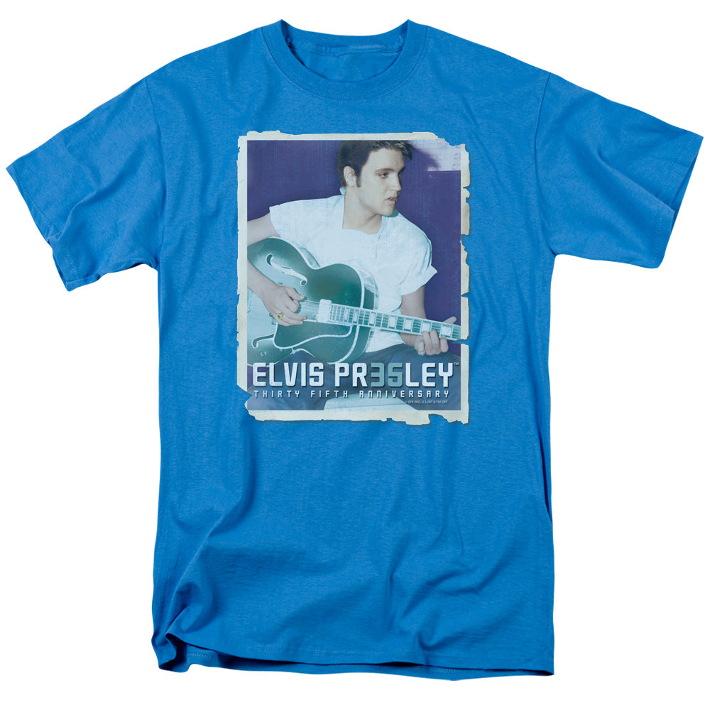 AN OFFCIALLY LICENSED ELVIS PRESLEY 35 GUITAR MEN'S REGULAR FIT T-SHIRT TURQUOISE
