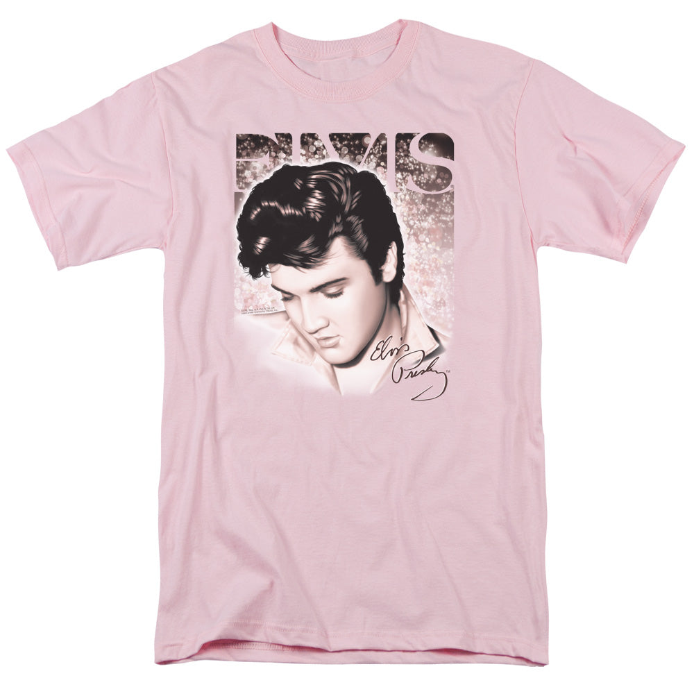 AN OFFCIALLY LICENSED ELVIS PRESLEY STAR LIGHT MEN'S REGULAR FIT T-SHIRT PINK