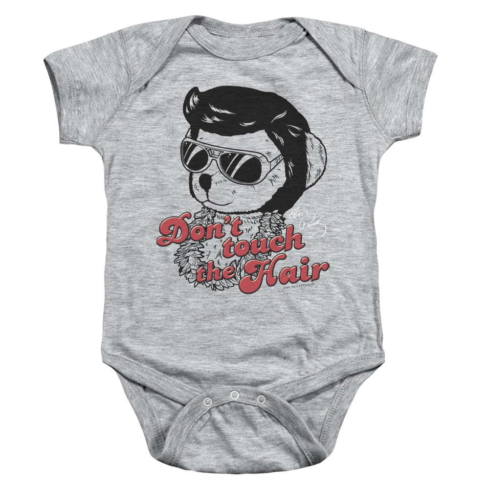 AN OFFCIALLY LICENSED ELVIS PRESLEY DONT TOUCH THE HAIR BABY BODYSUIT ATHLETIC HEATHER