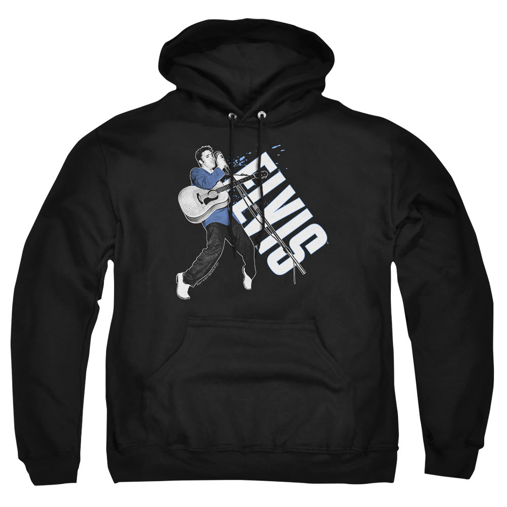 AN OFFCIALLY LICENSED ELVIS PRESLEY ON HIS TOES ADULT UNISEX PULLOVER HOODIE BLACK