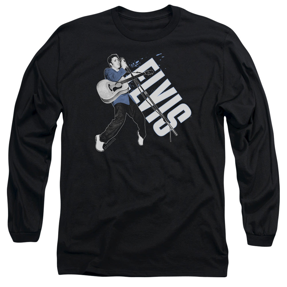 AN OFFCIALLY LICENSED ELVIS PRESLEY ON HIS TOES MEN'S LONG SLEEVE T-SHIRT BLACK